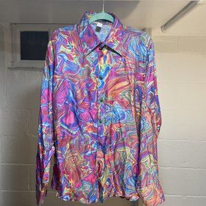 Gianni Versace Silk Rainbow Tie Dye Shirt Vintage RARE 54